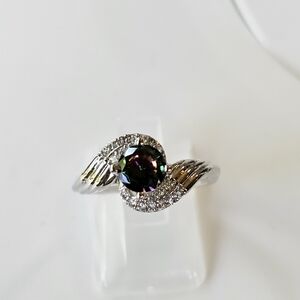 Sparkling Genuine Mystic Topaz Sterling Silver Ring. Size 6!